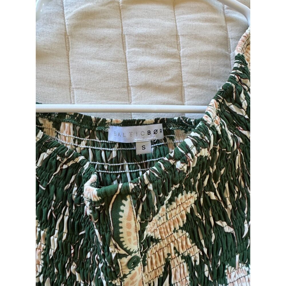 Baltic Born Becca Smocked Maxi Dress Green Ivory Floral Size Small - Picture 6 of 6